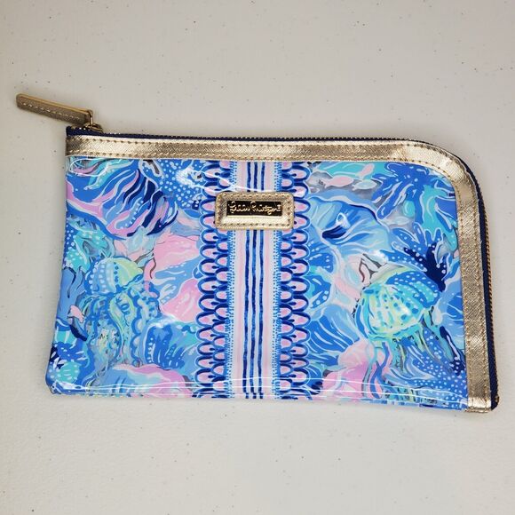 Lilly Pulitzer Pencil Pouch Tech Case Agenda Pack Travel - Salt Water Pattern - Picture 1 of 6